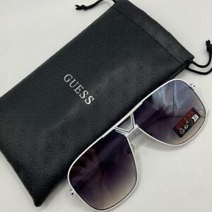 GUESS White Frame Sunglasses with Dark Gradient Lenses